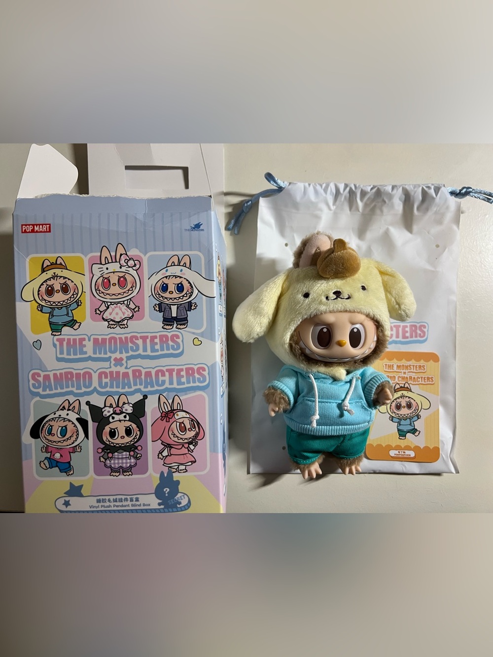 POPMART THE MONSTERS X SANRIO POMPOMPURIN PENDANT BLIND BOX OPEN BOX NEW